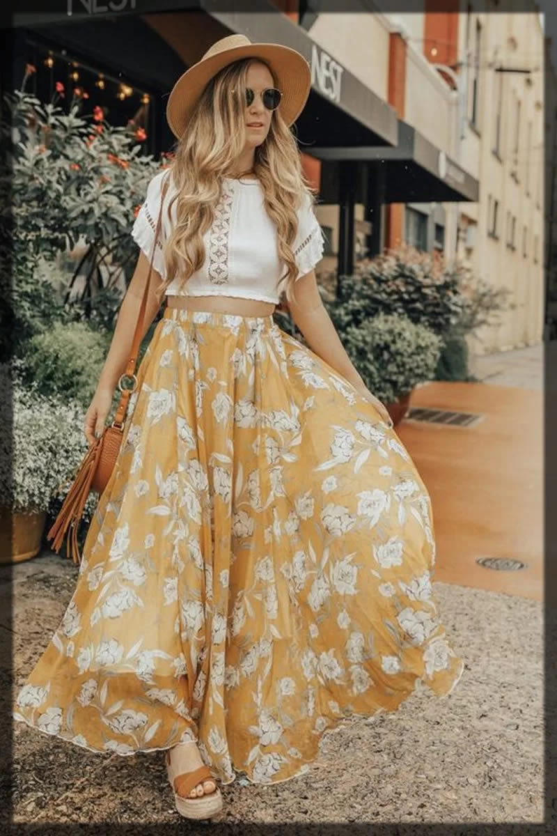 long floral skirt