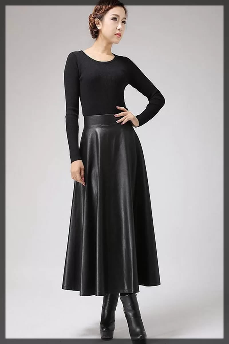 sleek black skirt